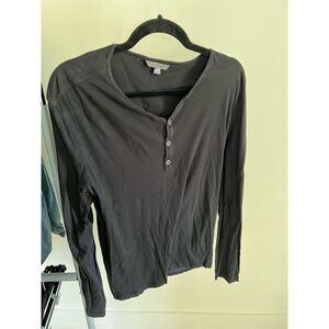 John Varvatos Men's Gray Long Sleeve Henley Shirt Size M Casual